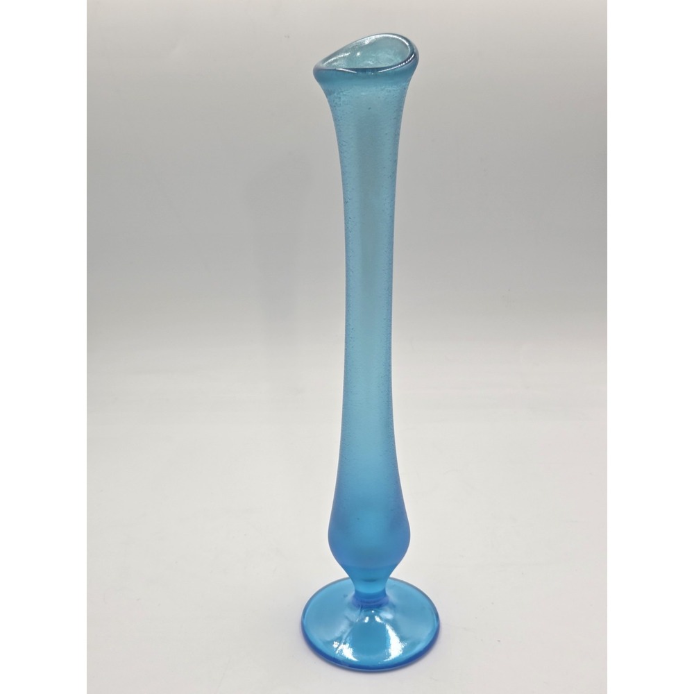 Vintage Fenton Stretch Glass Swung Vase Celeste Blue Stretch Glass 11" Classic